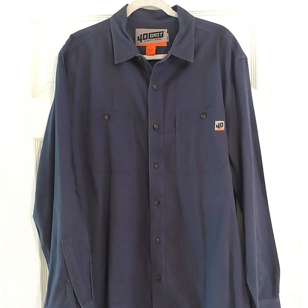 Duluth Trading 40 Grit Ripstop Button Shirt Mens XL Tall Double Pockets Blue